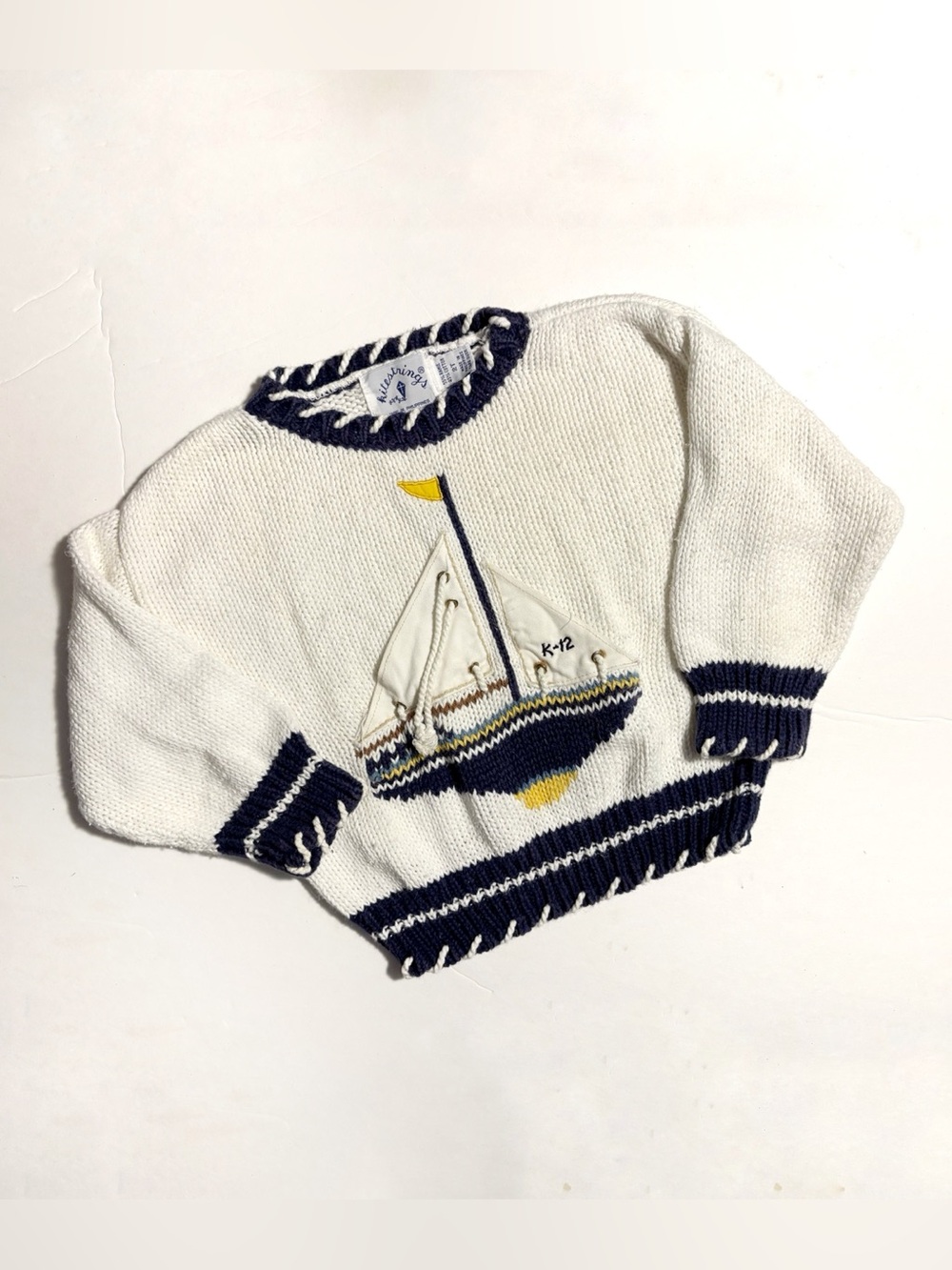 Vintage Kitestrings Sailboat Coastal Nautical Knit Sweater 2t